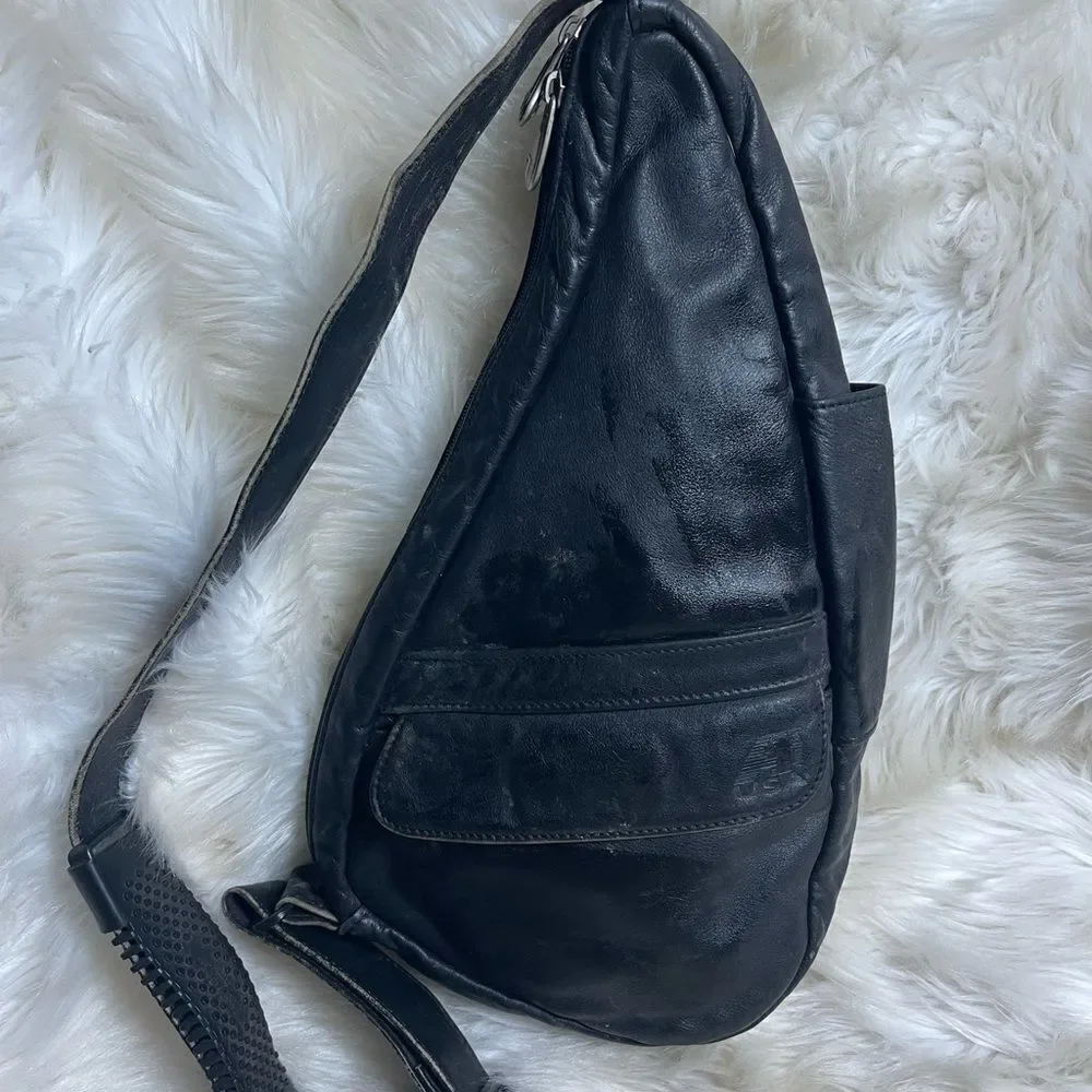 Ameri bag USAvintage Healthy Back sling back  Black Leather silver tone hardware